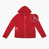 Unisex Heavy Jersey Raw Edge Double Zip Hoody with Clouds - Ku Brands
