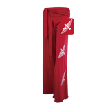 Premium Cotton Wide Pants with Tie Waist and Three Birds Print