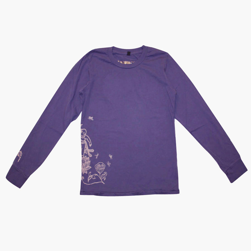 Ladies Long Sleeve Tee with Buddha on Lotus - Ku Brands