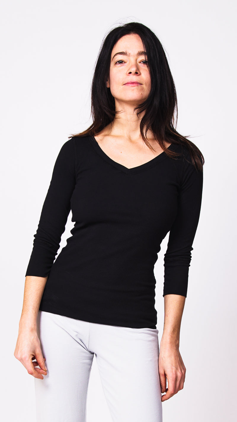 Lotus V Neck Rib Top