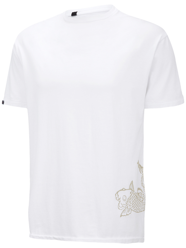 Supima Cotton Mens Short Sleeve Round Neck T-Shirt with Koi Fish