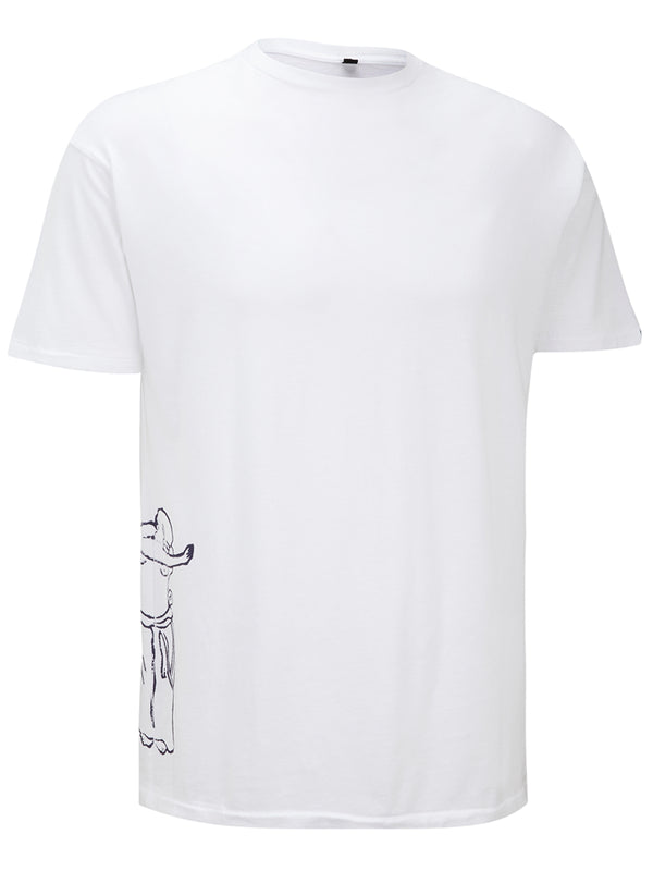 Mens Short Sleeve Round Neck Tee with standing Monk