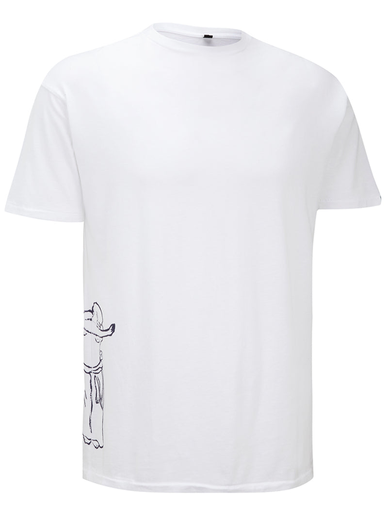 Mens Short Sleeve Round Neck Tee with standing Monk